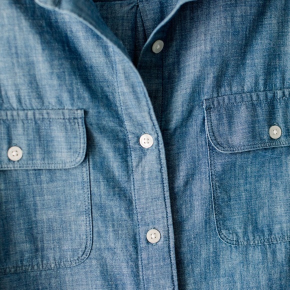 Lands End Women's Chambray Button Down Shirt Dress Size 14P - Picture 3 of 10